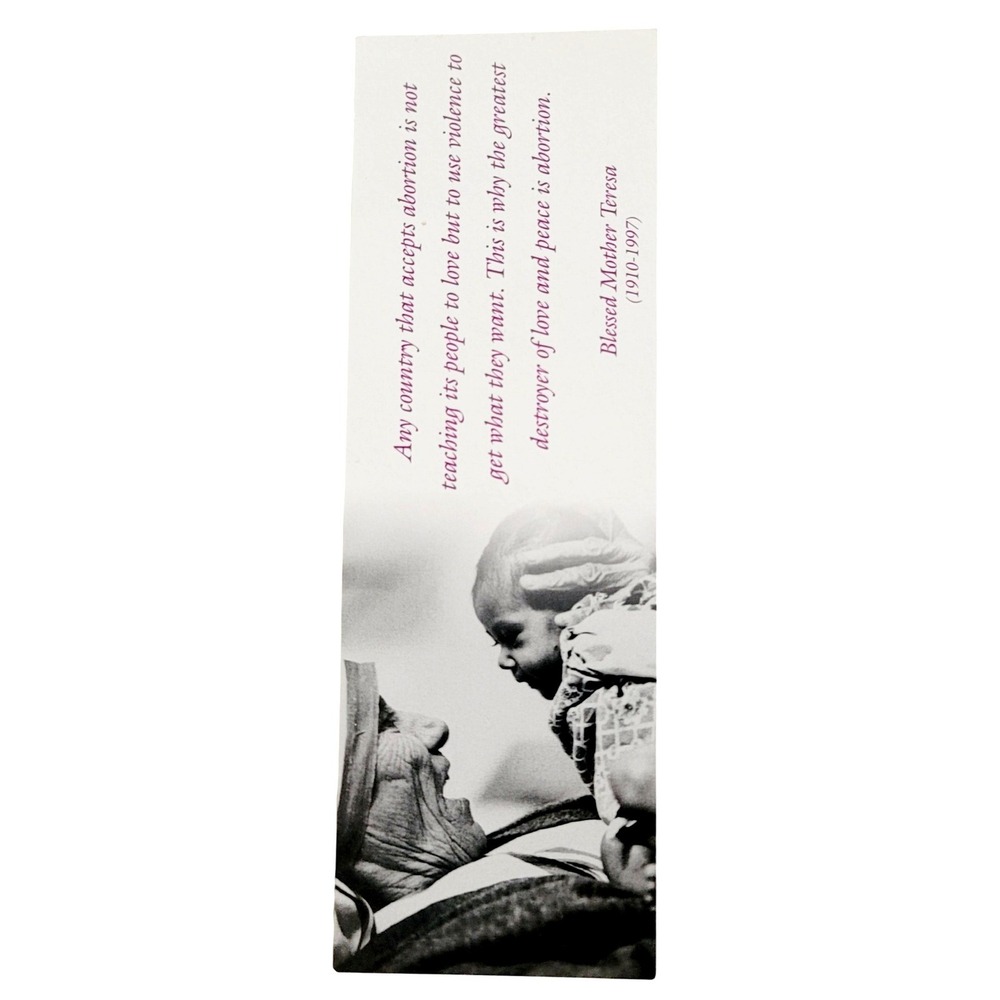 Vintage Y2K Mother Teresa Bookmark Blessed infant baby 2003 Life Cycle Books 885